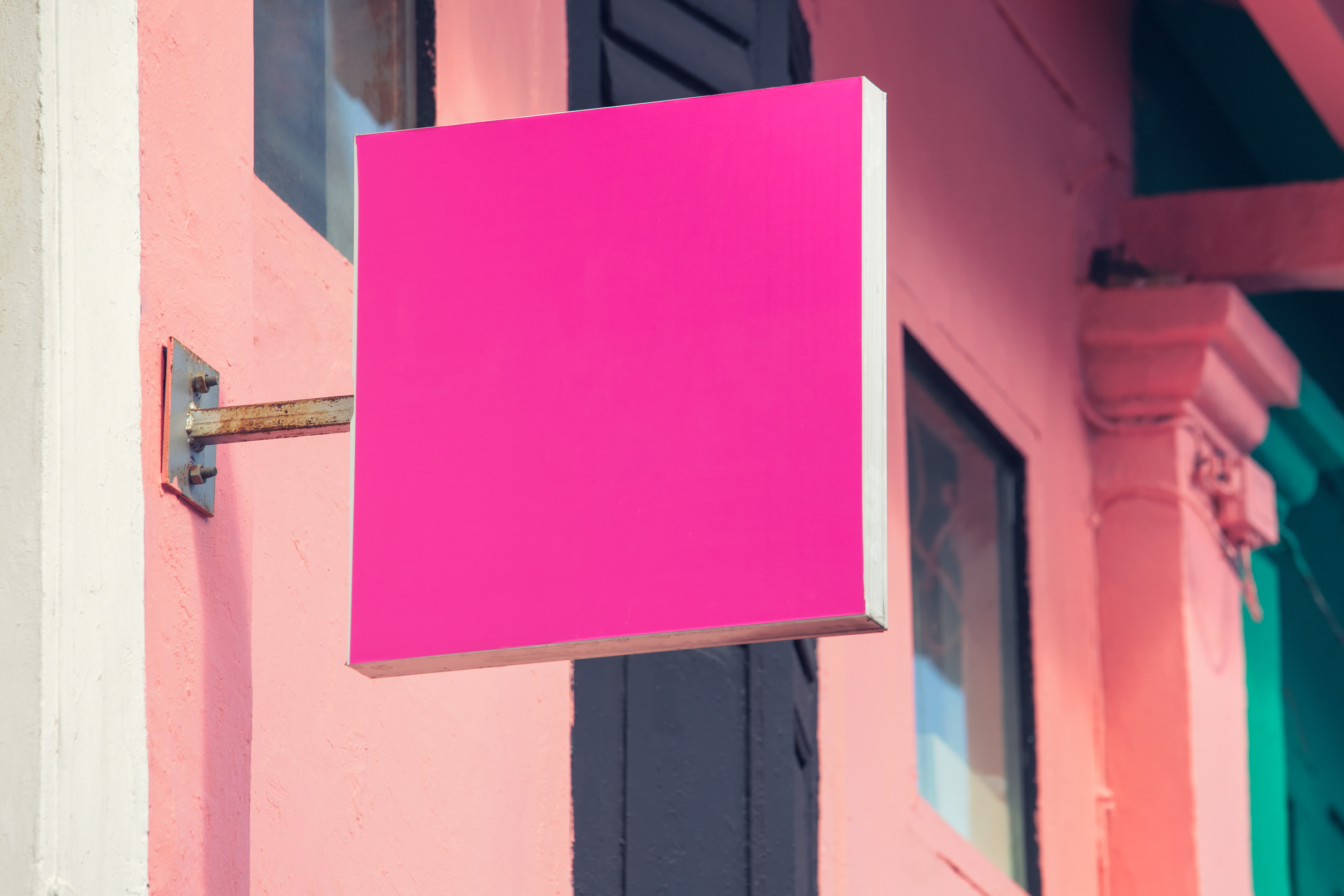 Pink blank store sign